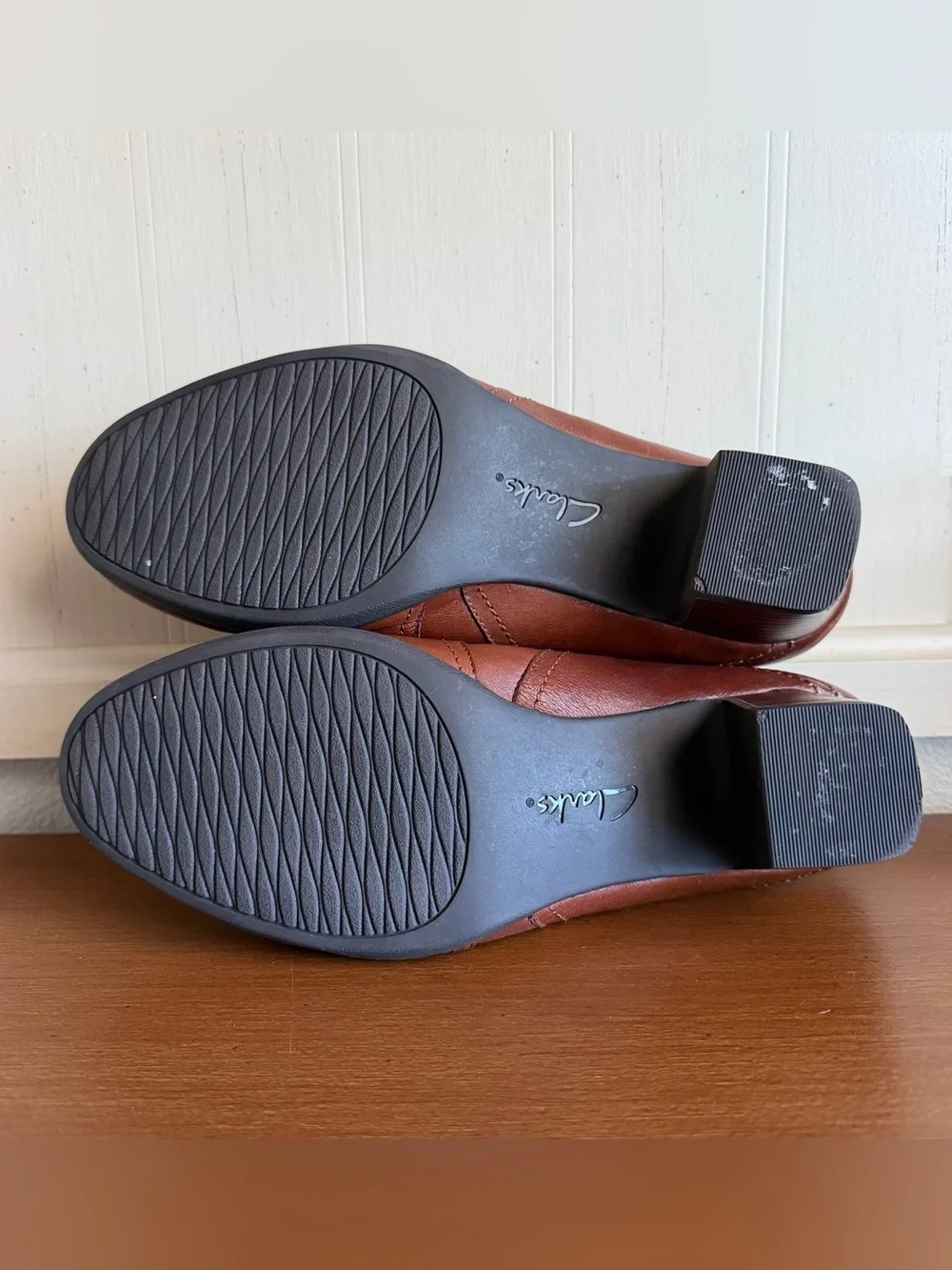 Clarks Artisan Rosalyn Nicole Brown Leather Slip On Comfort Loafer Block 10 Wide